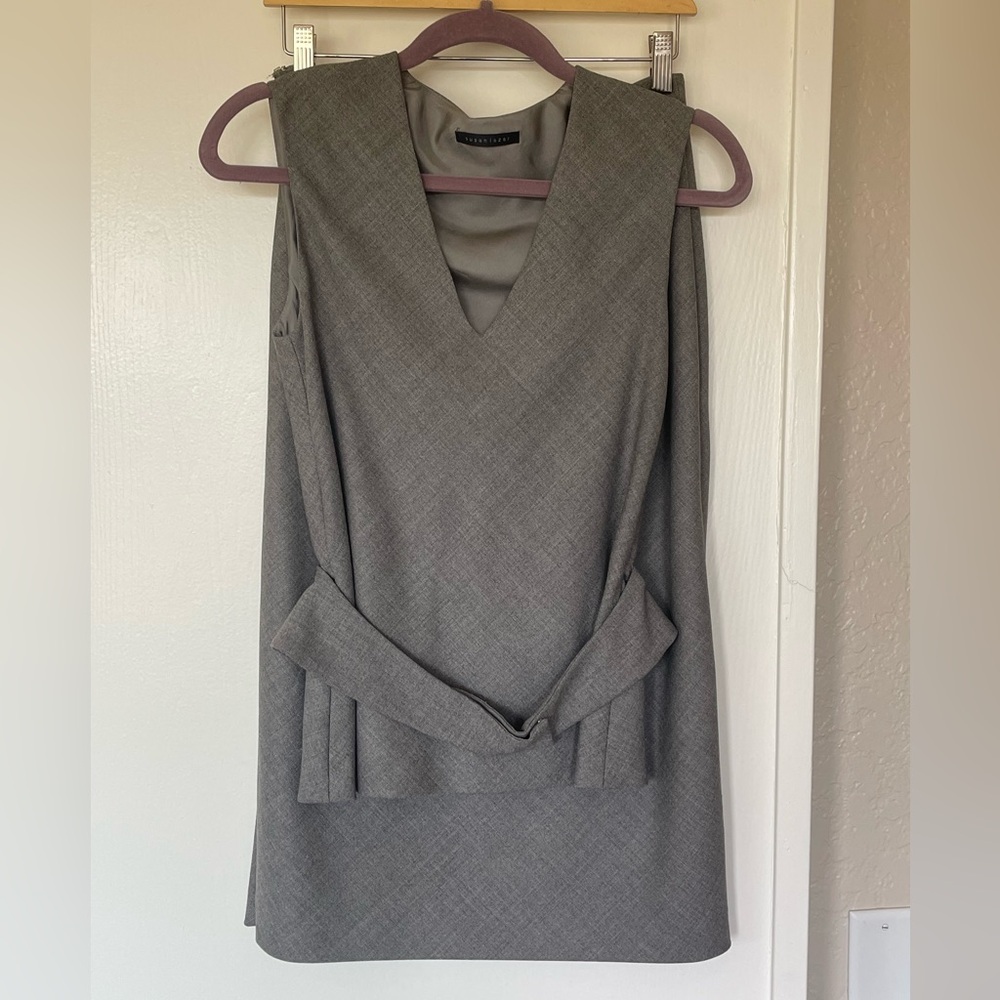 Susan Lazar Chic Gray Vest & Skirt Set with Details